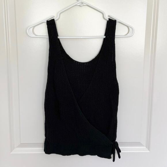Vince Crossover Back Tie Knit Sweater Tank Black XS - Picture 4 of 6